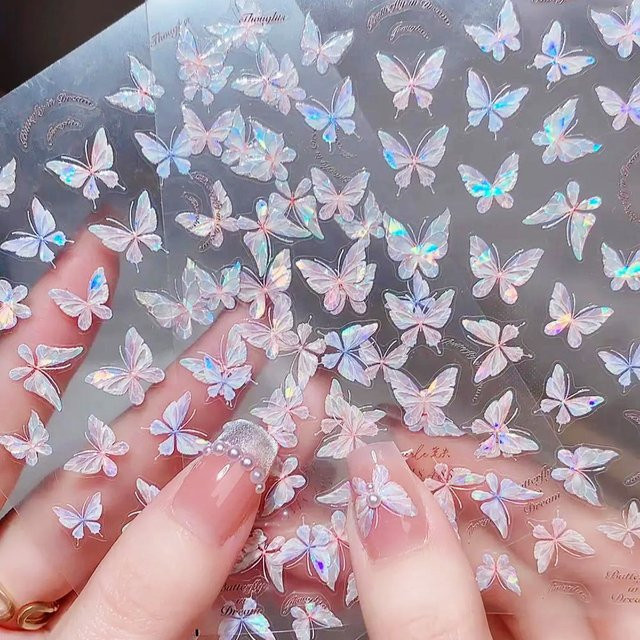 MingLee Nagelaufkleber Schmetterling, Glänzend, Rosa Lila - Bild 1