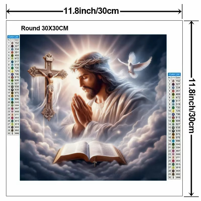 Potdemiel Diamant-Malset Jesus Christliches Motiv Mosaik-Porträt in Multicolour, Durchmesser: 20 cm - Bild 2
