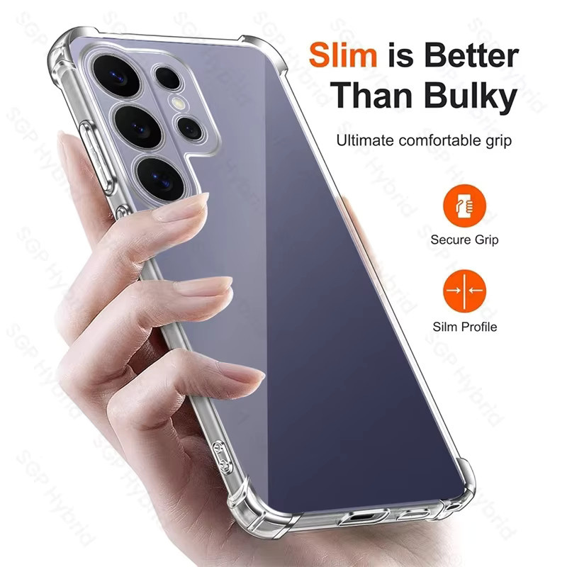 Stoßfeste Silikon-Schutzhülle für Samsung Galaxy S26 Ultra und S26 Plus in Transparent mit Airbag-Schutz - Bild 2