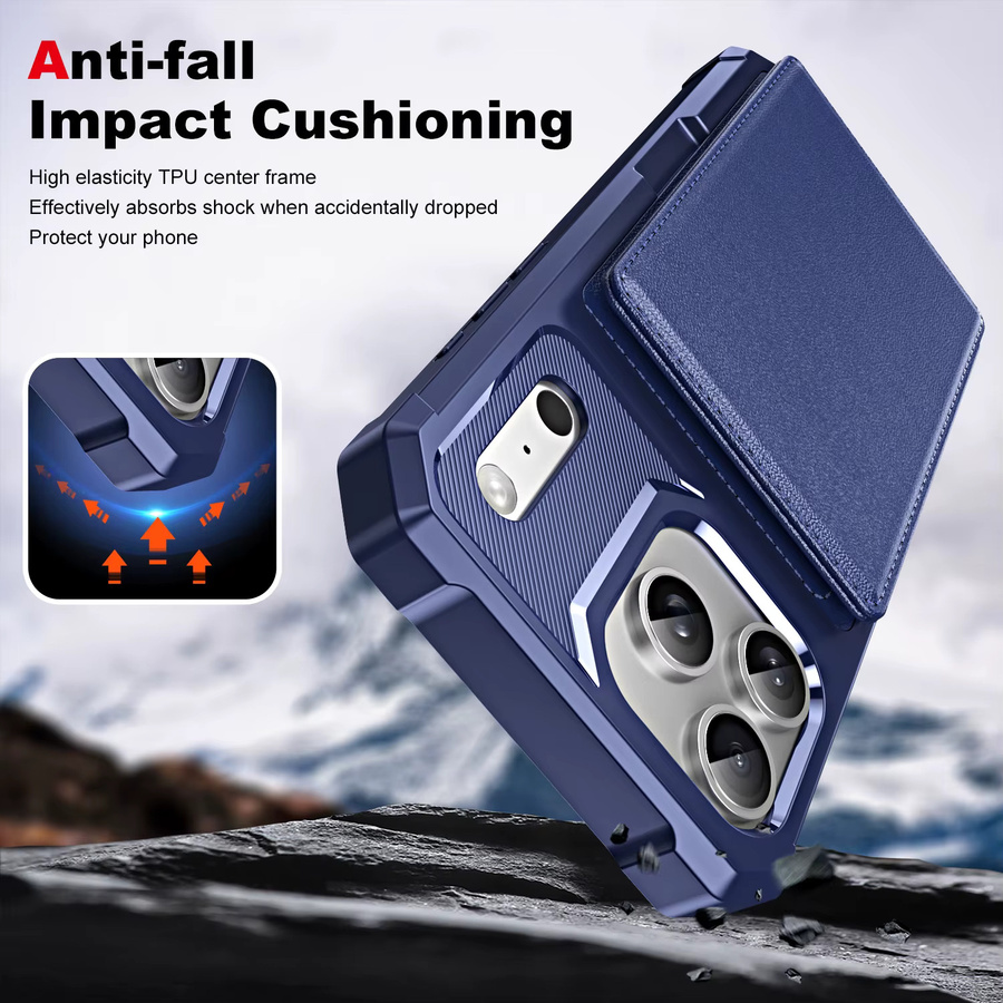 Leder Handyhülle mit Kartensteckplatz und Ständer für iPhone 17 16 15 14 13 12 Pro Max Plus und 16E von szHAIyu in Blau und Lila - Bild 6