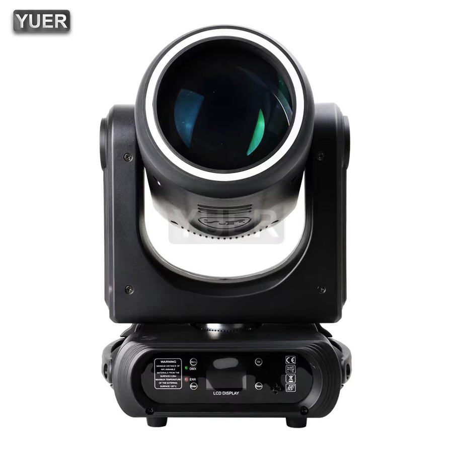 Yuer LED Moving Head Licht 250W mit Beam und Spot, 18 rotierende Prismen, Fokus, Frost und RGB LED Ring für DJ und Bühne, Schwarz - Bild 2