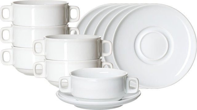 Ritzenhoff & Breker Suppentasse mit Untertasse Bianco aus Porzellan, Weiß, 6er Set, 245 ml - Bild 1
