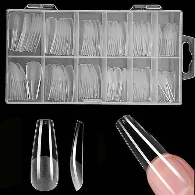 HotPress Künstliche Fingernägel, Ballerina-Form, Transparent, Matt, 120 Stück - Bild 1