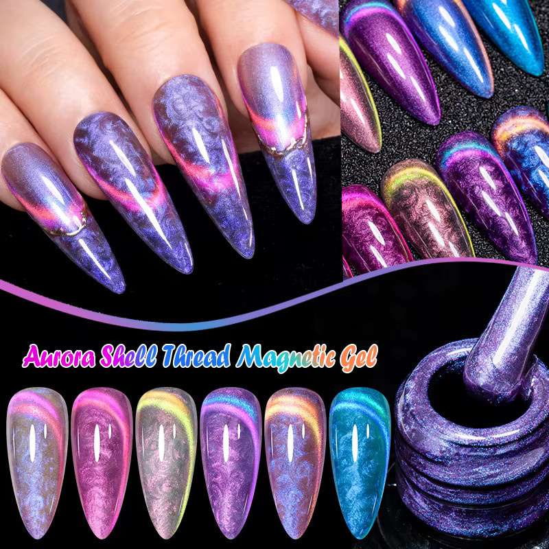 Mtssii Auroras Shell Magnetisches Gel Nagellack Set, Schimmernd - Bild 4