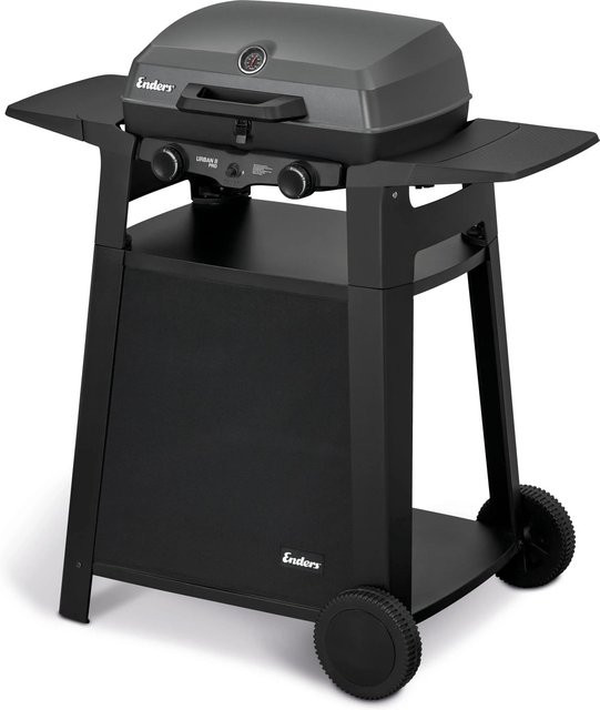 Enders Mobiler Gasgrill Urban II Pro in Black mit Trolley, Thermometer und emailliertem Gussrost - Bild 1