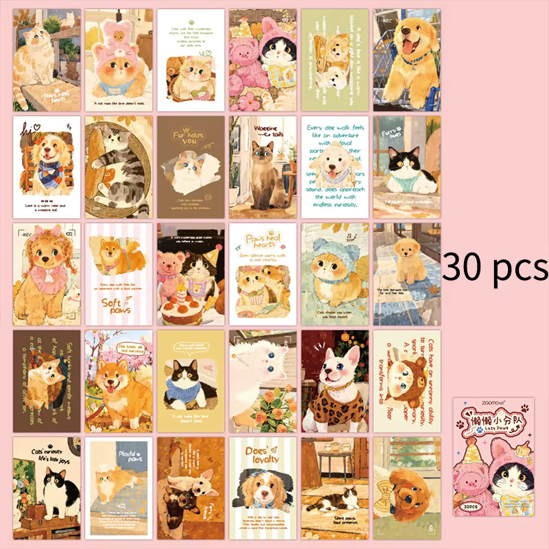30-teiliges Set Motivkarten mit Tier-Designs für Schüler und Erinnerungen, bunte Karten mit Katzen, Hunden und Kaninchen zum Beschriften - Bild 3