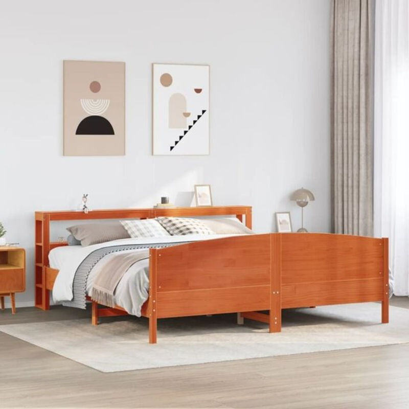 Massivholzbett aus Kiefernholz von Vidaxl in Braun, B/T/H: 200 x 200 x 288 cm - Bild 1