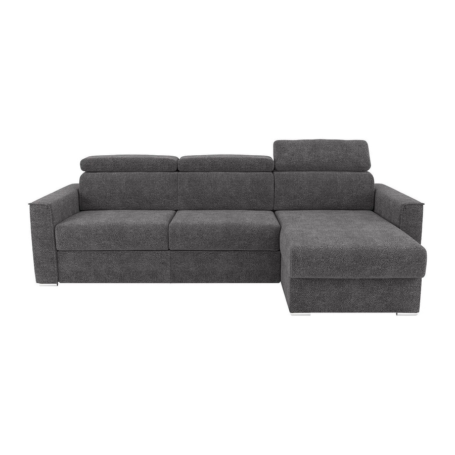 Vente-unique Schlafsofa Vizir in Anthrazit, L-Form, modern und wendbar mit Auszugsschublade, Breite: 282 cm - Bild 2