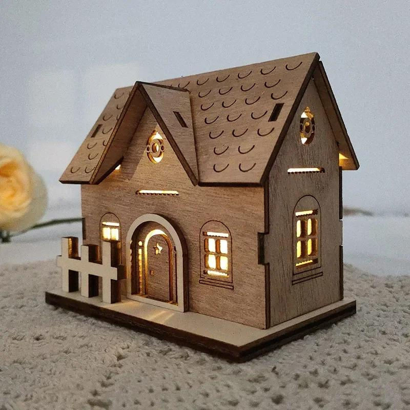 Bestbags Weihnachts-Deko Haus aus Holz in Braun mit Lichteffekt - Bild 1
