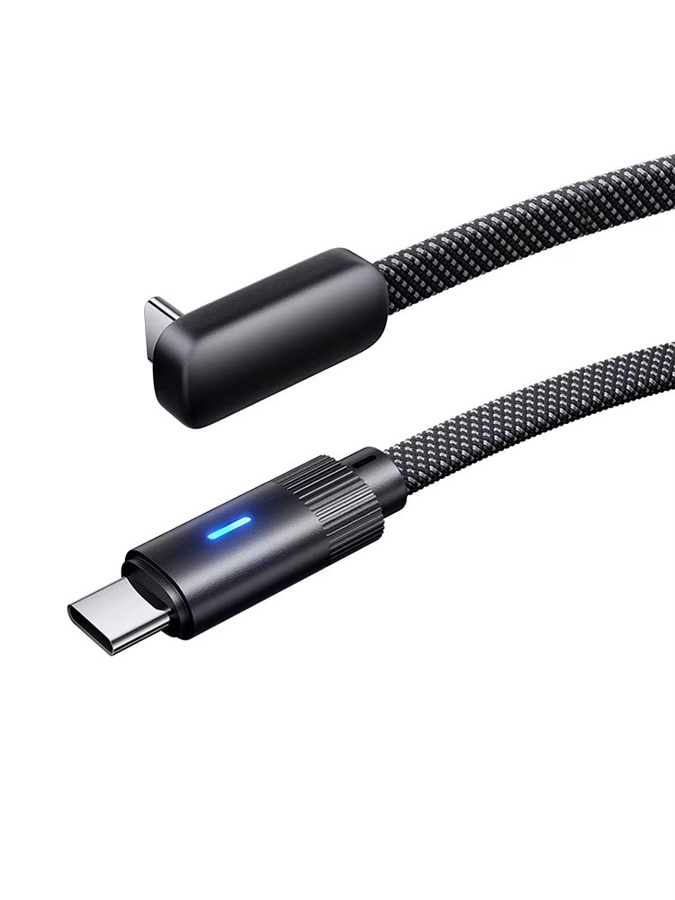 Dual-Typ-C-Ladekabel mit 90-Grad-Einzelbogen und flachem Design in Schwarz für iPhone 15 16 17 Pro Max, Samsung, Xiaomi und Huawei Android-Geräte - Bild 7