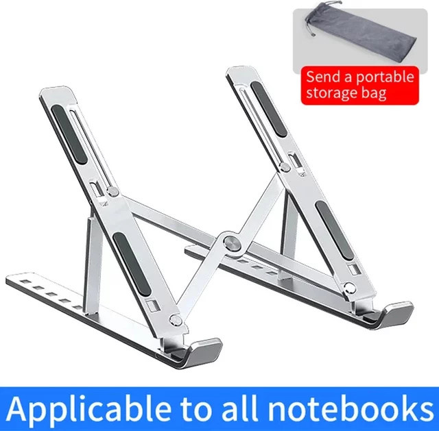 Verstellbarer und faltbarer Laptop-Ständer aus Aluminiumlegierung in Silber für Notebook-Computer mit Kühlfunktion und rutschfestem Halt - Bild 1