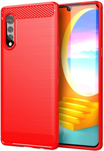 Stoßdämpfende Kohlefaser Handyhülle für LG G6 G7 Plus G8X Q6 Q7 Alpha Q8 Q51 Q61 Q52 Q62 Stylus in Schwarz, Blau, Rot oder Grau - Bild 1