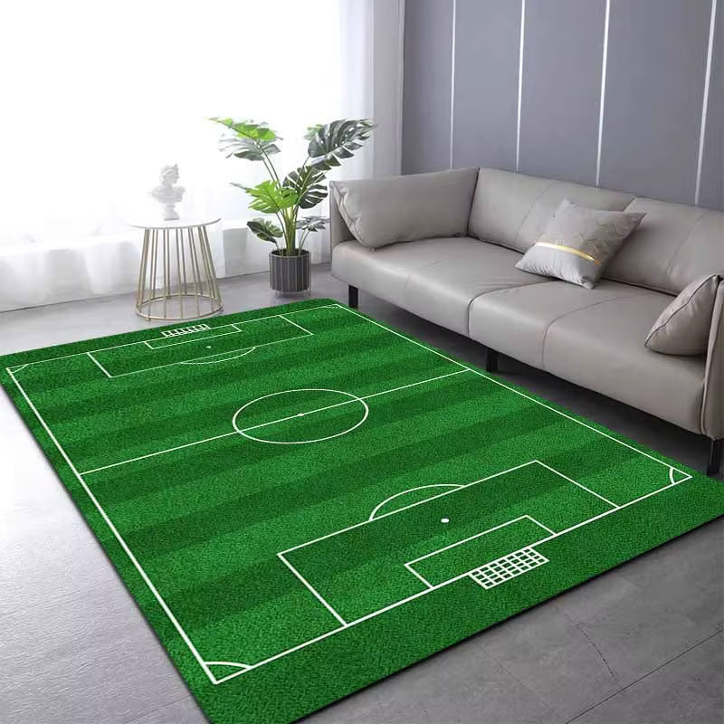VIKAMA Teppich mit Fußball-Motiv in Grün, rutschfester Sport-Teppich für Flur, Schlafzimmer oder Eingangsbereich - Bild 2