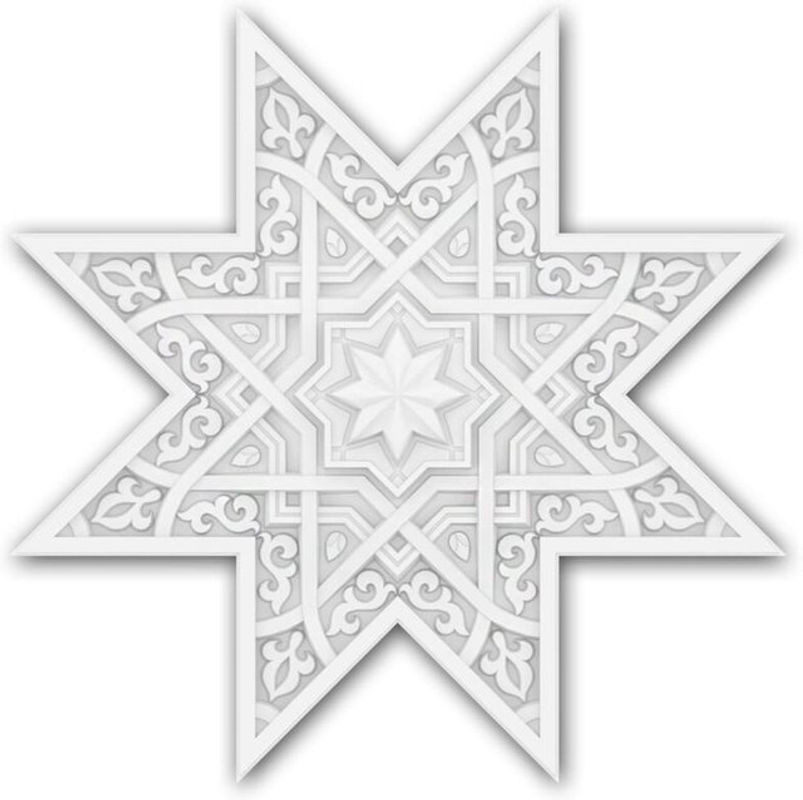 Profhome Decor Rosette Deckenplatte Zierelement in Weiß mit orientalischem Marokkanischen Stil und geometrischer Ornamentik, B/B: 53,5 x 53,5 cm - Bild 1