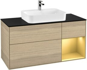 V&B Waschtischunterschrank Finion in Blau und Eiche, B/T/H: 120 x 50,1 x 50,1 cm - Bild 1