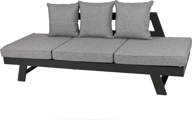 DELUKE Gartensofa BEN Sonnenliege aus Aluminium und UV-beständigem Polyester in Grau meliert mit wetterfesten Auflagen, B/T/H: 220 x 70 x 31 cm - Bild 1