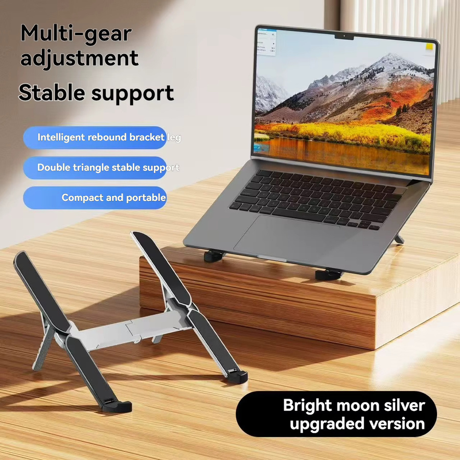 YYLMONE Faltbarer Mini-Laptopständer aus Metall in Grau, verstellbarer Notebook-Halter für 10–17 Zoll Laptops - Bild 2