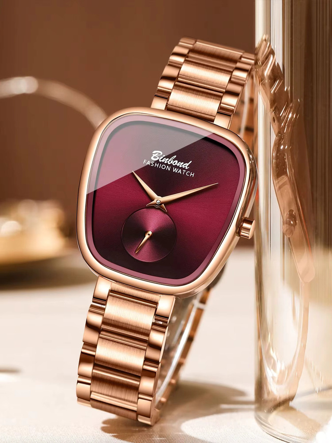 BINBOND Armbanduhr Quarz, Edelstahl, Roségold, Schwarz, Damen - Bild 6
