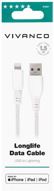 Apple LongLife USB auf Lightning Kabel in Weiß, Länge: 1,5 m - Bild 1