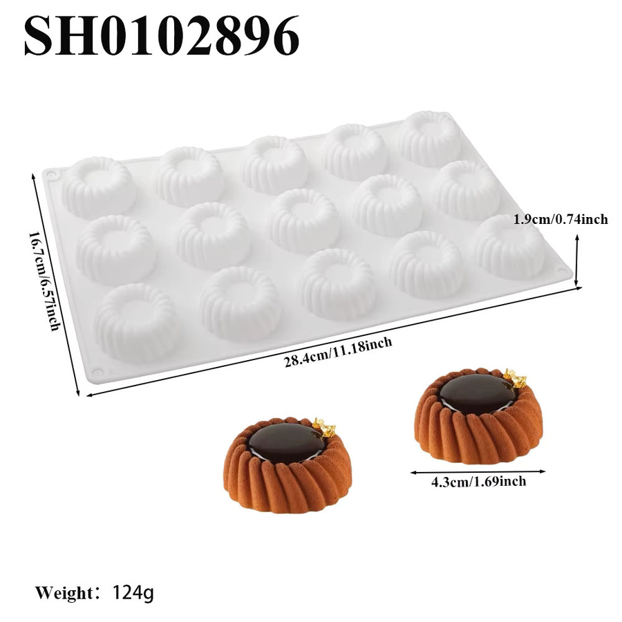 SHENHONG Silikon Backform mit 15 Zellen im konkaven Schrägdesign für Schokolade und Desserts - Bild 4