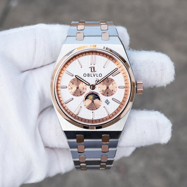 OBLVLO Armbanduhr Automatik, Edelstahl, Bicolor, Herren - Bild 1