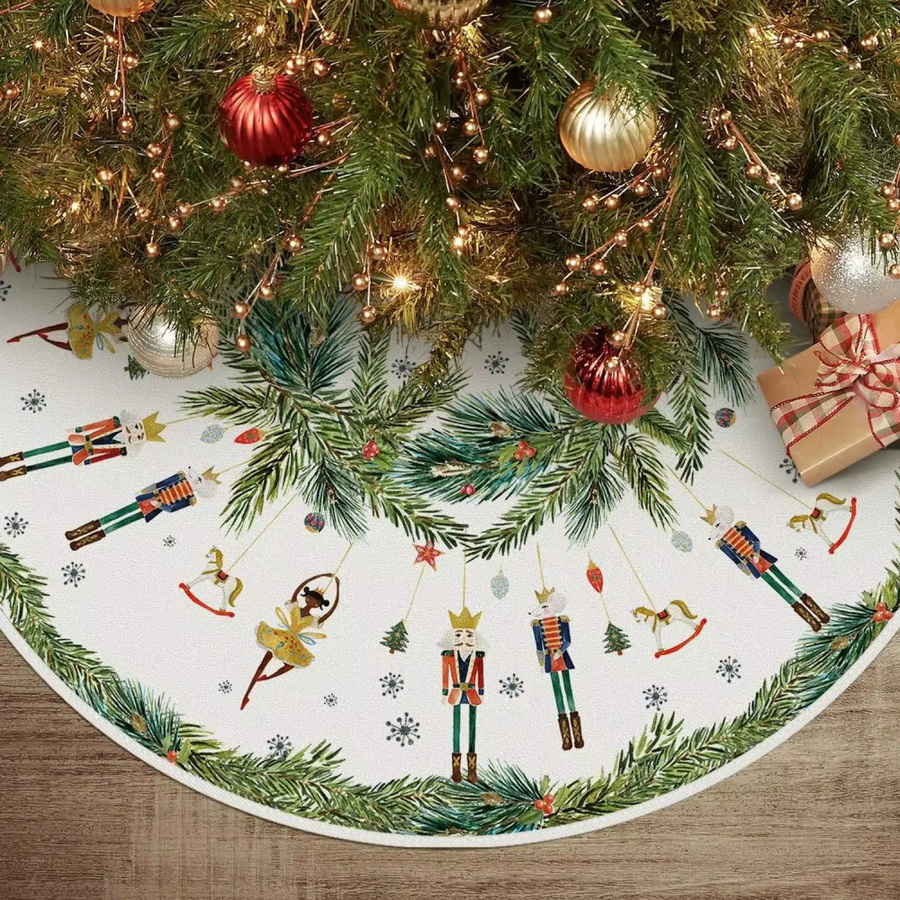 VIKAMA Nussknacker Weihnachtsbaumrock Ausgabe 2025, bunter Textil-Baumrock mit floralem Design für Innen und Außen - Bild 2