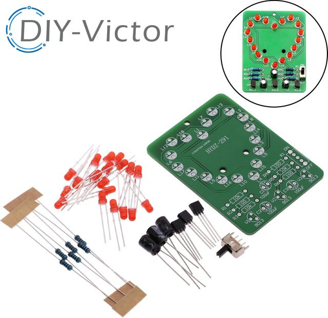 DIY LED Herz-Lampe Bausatz mit blinkendem Wasser-Effekt als Elektronik-Lernset zum Löten und Montieren - Bild 1
