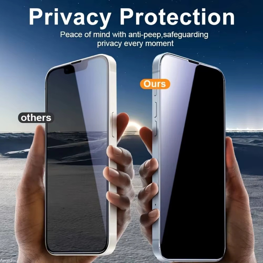 3er-Set Privatsphäre-Displayschutz aus gehärtetem Glas und Objektiv-Protektoren für Apple iPhone, transparent, Full Coverage 3D - Bild 4