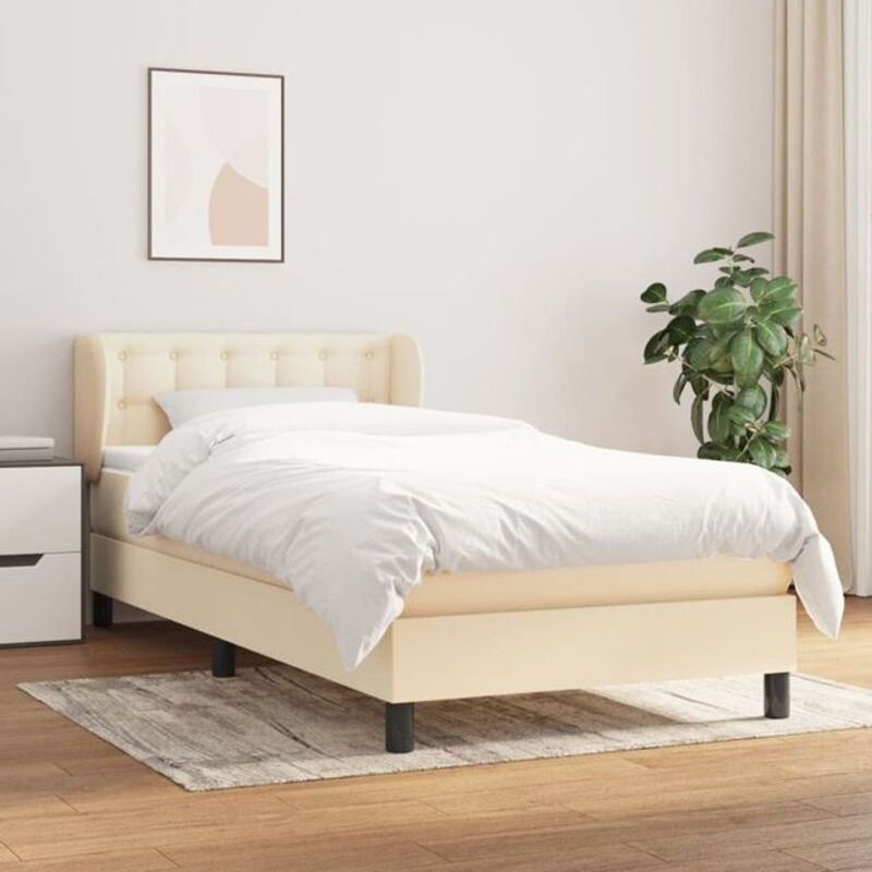 Vidaxl Boxspringbett mit Matratze in Beige und Weiß aus Stoff, B/T/H: 80 x 200 x 83 cm - Bild 1