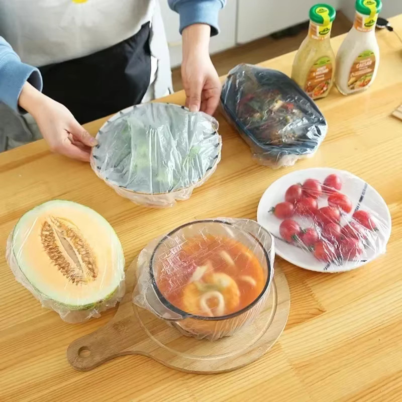 ZAAKIVEN 100 Stück Einweg-Frischhaltebeutel aus Kunststoff, elastische Lebensmittelabdeckungen in Transparent, ideal zur Aufbewahrung von Obst und Lebensmitteln - Bild 4