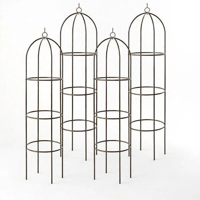 TTL GARDEN Obelisk Rankhilfe XL 4er Set aus Metall in Braun, pulverbeschichtet, Höhe: 195 cm, Breite: 40 cm, Tiefe: 40 cm, Rankgitter für Rosen und Clematis - Bild 1