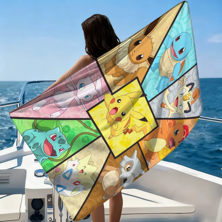 Potdemiel Pokemon Pikachu Strandtuch, schnelltrocknendes und saugfähiges Badetuch in Multicolour - Bild 2
