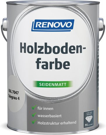 RENOVO Holzbodenfarbe Grau wasserbasiert, kratzfest und satinmatt - Bild 1