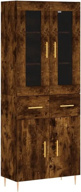 vidaXL Highboard Räuchereiche mit Glastüren in Braun B: 69,5 cm, T: 34,0 cm, H: 180,0 cm - Bild 1