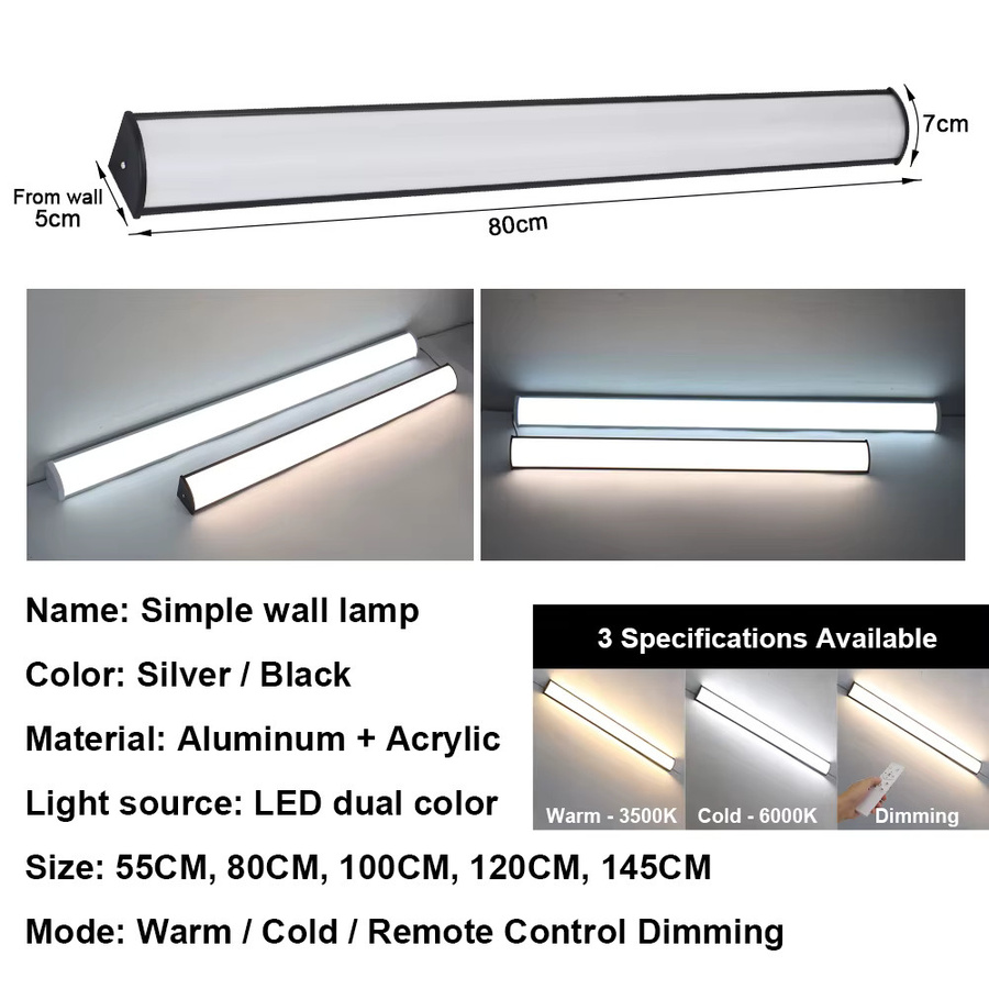 PARKSON Außenwandleuchte minimalistische LED Wandleuchte aus Aluminium mit Fernbedienung und Dimmfunktion IP65 Schwarz - Bild 2