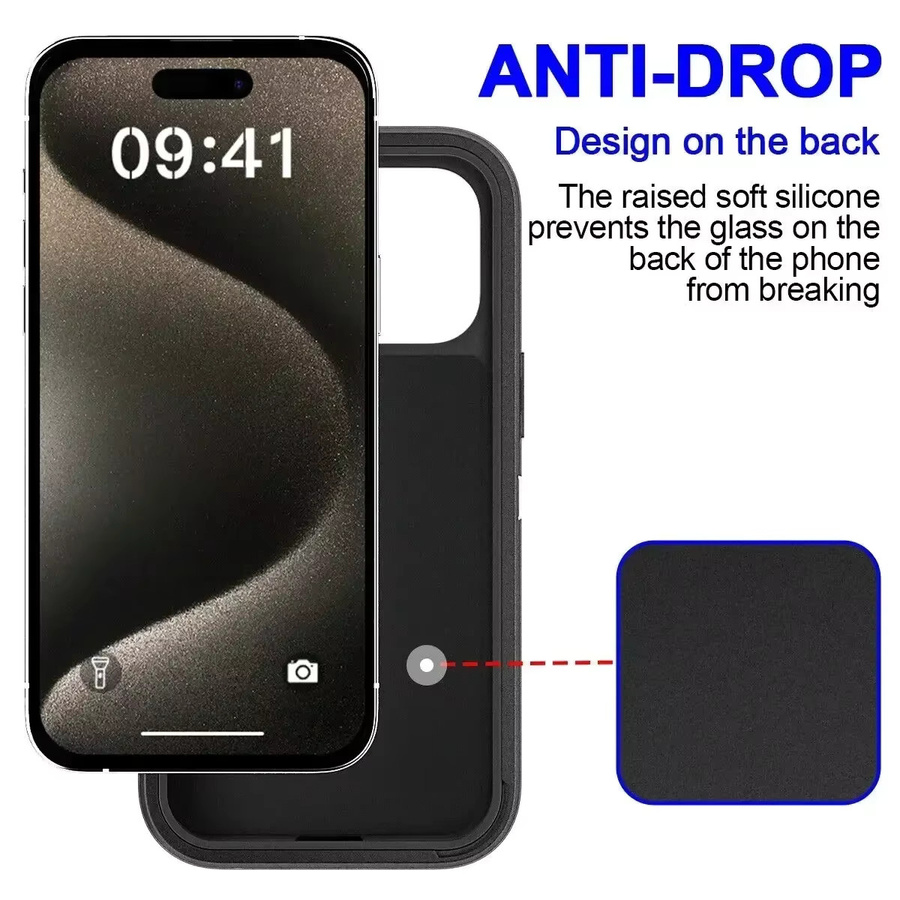 OTT-BOX Heavy Armor Handyhülle mit stoßfester PC-Hartschale und Silikonrahmen für iPhone 16 Pro Max Plus 15 14 13 in Schwarz und Blau - Bild 3