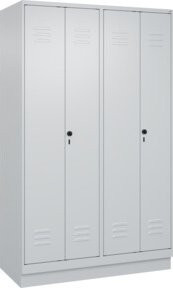 C+P Spind Classic PLUS Schwarz-Weiß mit Sockel, 4 Abteile, Lichtgrau, Sicherheits-Drehriegel, H x B x T: 195 x 120 x 50 cm - Bild 1
