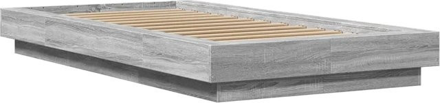 vidaXL Bettgestell mit LED-Beleuchtung und USB-Ladeport in Grau Sonoma, B/T/H: 90 x 190 x 110 cm - Bild 1