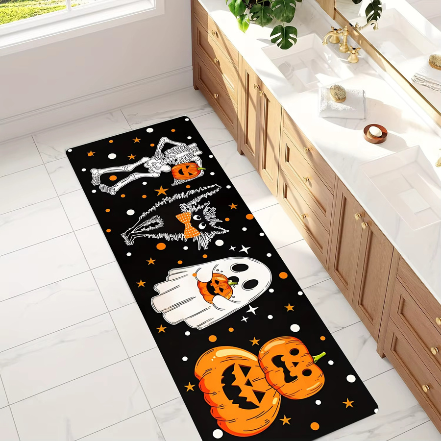 VIKAMA Halloween Teppich mit Kürbis und Geist Design, wetterfeste Fußmatte für Küche, Schlafzimmer oder Garten, B/T: 60 x 40 cm - Bild 2