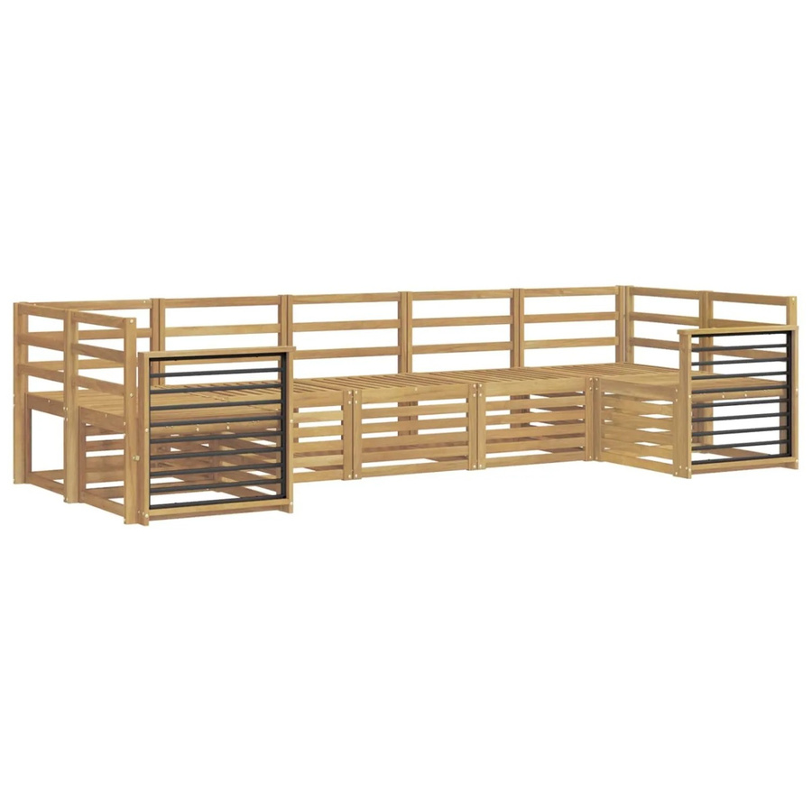 vidaXL Outdoor-Sofagarnitur 7-teilig in Weiß aus Akazienholz mit L-Form und Latten-Design, B/T/H: 304 x 128,5 x 73 cm - Bild 2