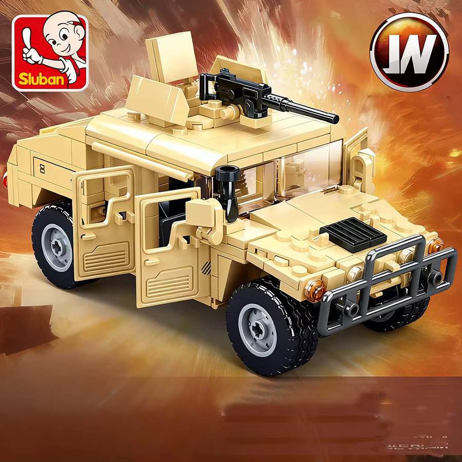 Monkey Man Militär Serie H1 Fahrzeug Tank Bausteine Set mit 265 Teilen in Grau und Beige - Bild 2