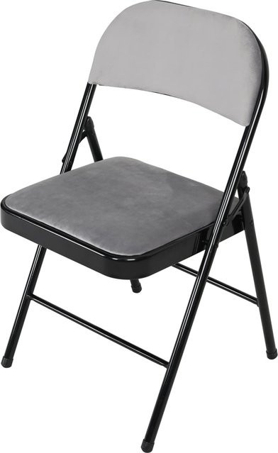 HTI-Living Klappstuhl Velvet mit Metallgestell in Schwarz und Grau für Küche oder Balkon - Bild 1