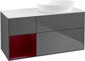 V&B Finion Waschtischunterschrank mit Wandbeleuchtung, Anthrazit lackiert, Breite: 120 cm, Tiefe: 50,1 cm, Höhe: 50,1 cm - Bild 1