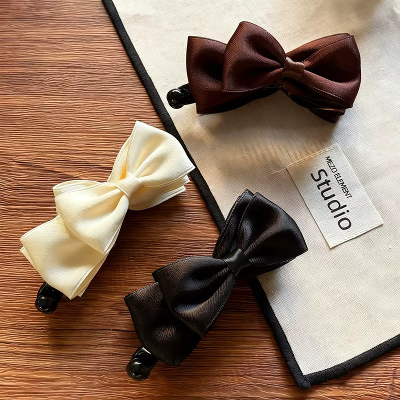 SWINATE Haar Clips, Satin Bögen, Schwarz Braun, Damen - Bild 3