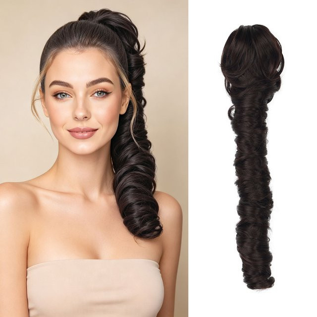JIAMEISI Synthetische Pferdeschwanz-Extensions, 16 Zoll, Lockig, Damen - Bild 1