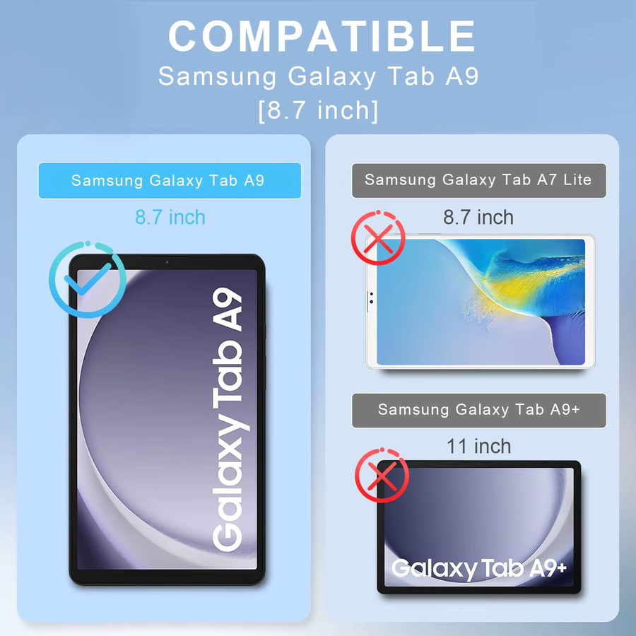 Samsung Galaxy Tab A9 SM-X110 SM-X115 Displayschutzfolie aus gehärtetem Glas, 8,7 Zoll, transparent, HD-klar und kratzfest - Bild 2