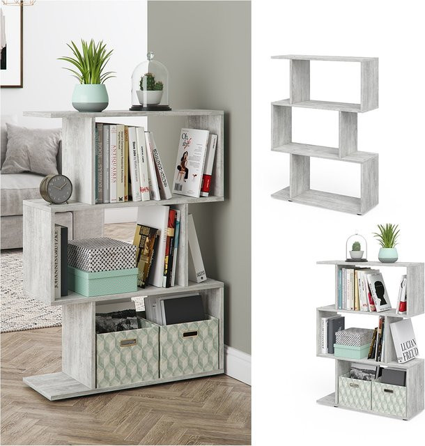 VICCO LEVIO Raumteiler und Bücherregal in Beton-Optik, grau, B/T/H: 70,0 x 41,9 x 3,0 cm - Bild 1