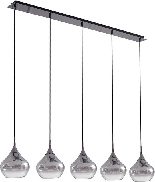 Lucande Pendelleuchte Jarven 10030104 Modern, 5-flammig, Alu-grau und Glas, E27, Wohnzimmerleuchte - Bild 1