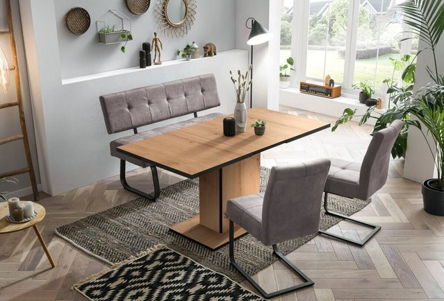 Essgruppe Hela Luise II in Eiche mit anthrazitfarbener Microfaser, B/H/T: 160 x 76 x 80 cm - Bild 1