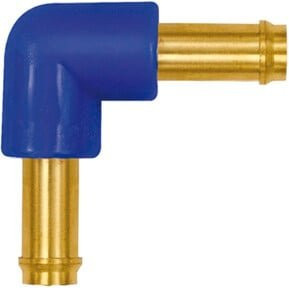 Riegler Winkel-Schlauchverbindungsstutzen für Schlauch LW 4 mm aus Messing und POM in Blau - Bild 1